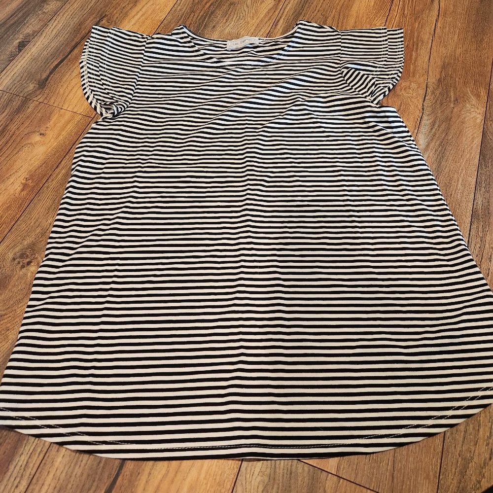 Ces Femme Black & White Stripe Flutter Sleeve Top